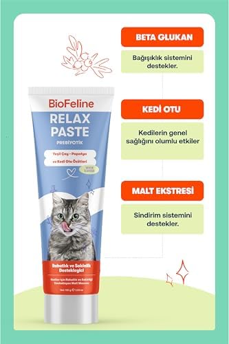 Biofeline Rahatlatıcı Macun 100g ve Kediler İçin Günlük Strese Karşı Rahatlık Sağlayan Sakinleştirici Macun (3 paketi)
