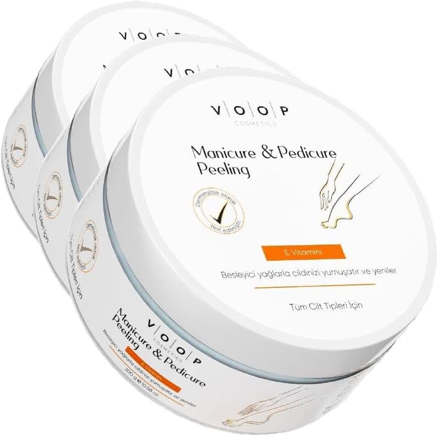 VOOP El & Ayak Onarıcı Ve Besleyici Bakım Kremi 300 gr | Manikür Pedikür Peeling (3 paketi)