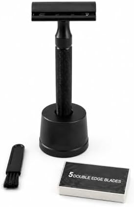 Alternative view of Siyah Metal Tıraş Seti – Double Edge Klasik Tıraş Aleti + Yedek Jilet + Fırça + Stand