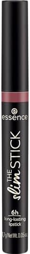 essence The slim stick, ruj, No. 105, mor, uzun ömürlü, besleyici, ekspres sonuç, yoğun renkli, mat, vegan, parfüm, alkol, paraben içermez, tekli paket (1,7 g)