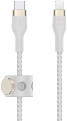 Pro örgülü USB-C/Lightning kablosu, 1 m, MFI sertifikalı, 20 W, hızlı şarj için, PD Power Delivery ile, 14/14 Plus, 13, 12, Pro, Max, mini gibi cihazlar için, beyaz - Görsel 2