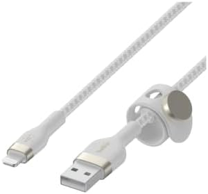 Pro Örgülü USB Tip A - Yıldırım Kablosu (1M/3,3FT), MFi Sertifikalı Şarj Kablosu - Beyaz - Görsel 2