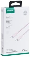 USB-C 100W 5A QC PD Örgülü Hızlı Şarj Kablosu, 1 Metre, Pembe, 65251 - Görsel 3