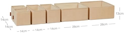 6'lı Jüt Keten Kumaş Çekmece İçi Düzenleyici Kutu 2 Adet 28 x 28 x 13/2 Adet 28 x 13 x 13/2 Adet 14 x 14 x 13 cm