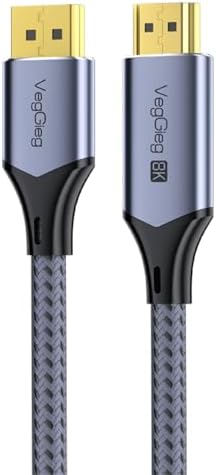 DP to HDMI Kablo 8K 60Hz 4K 240Hz HDR 3D 48Gbps Örgülü Displayport to HDMI Kablo 2 Metre