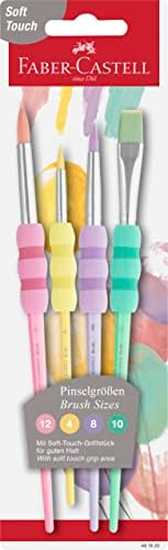 Yumuşak Dokulu Fırça Pastel Seti, 4’lü, Kaymaz Tutma Yeri, Ergonomik Kavrama, İnce ve Kalın Uçlu Boyama Fırçaları