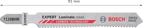 Professional 3x EXPERT 'Laminate Clean' T 128 BHM Dekupaj Testere Bıçakları (Dolu Laminant Vinil, PVC, HPL Yüksek basınçlı laminant, Uzunluk 92 mm, Aksesuar Dekupaj Testeresi) - Görsel 3