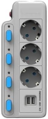 Termal Akım Korumalı 2500W 10 Amper 3 lü Priz 1.5 Metre Uzatma Kablosu Çoklu Priz 2 Usb Çocuk Korumalı - Görsel 2