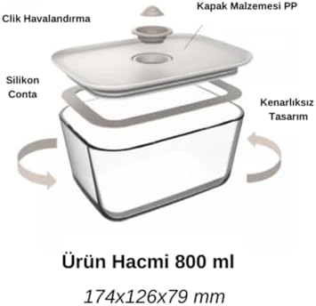 Clik Bej Dikdörtgen Saklama Kabı 800 ml