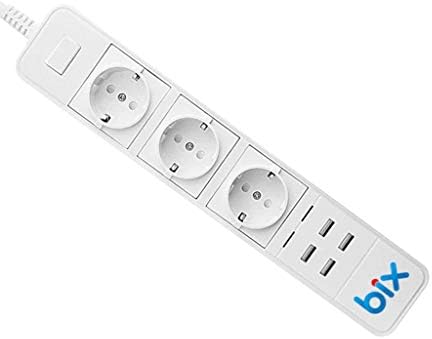 Bix BP-01 Yüksek Akım Korumalı Hızlı Şarj Özellikli 4 USB Bağlantı Noktası 3'lü Priz Paneli Uzaktan Kontrollü, Sesli Komut Özellikli Ev, Ofis için Akıllı Priz