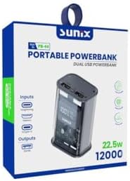Alternative view of 12000 Mah 22.5W Dual USB Led Göstergeli Powerbank Gri PB-44