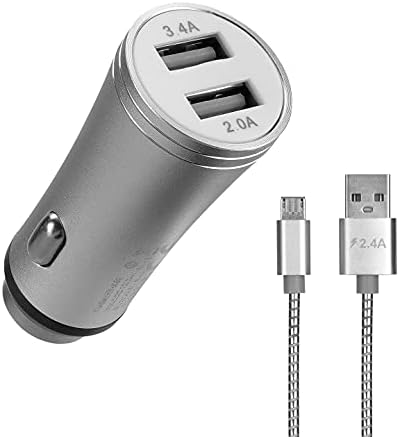 Alternative view of HY-X62 3.4A Hızlı Şarj Micro USB Kablolu 2 USB Metal Araç Şarj Cihazı, Gümüş