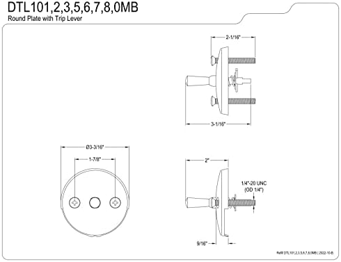 Alternative view of Brass DTL101 Overflow Plaka Trip Lever Tahliye İçin, Parlak Krom, 3,19 x 3,19 x 2,06 cm