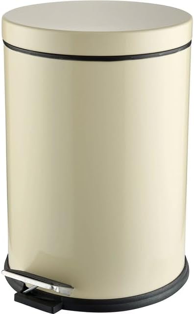 Premium Serisi 12 Litre Hacimli Paslanmaz Banyo-Mutfak Pedallı Çöp Kovası Krem, 12l