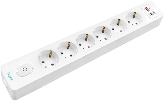 Altılı Anahtarlı USB Hızlı Şarjlı (20W) Topraklı Priz, 2m, Çocuk Korumalı