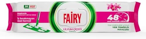 Çok Amaçlı Mop Uyumlu Yer Temizlik Havlusu 50 Yaprak | Lilyum Çiçeği| Beyaz Sirke & Karbonat | 48 Saat Temizlik Etkili | İz Bırakmayan Formül