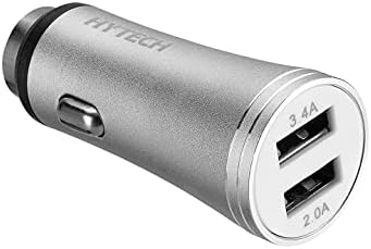 HY-X62 3.4A Hızlı Şarj Micro USB Kablolu 2 USB Metal Araç Şarj Cihazı, Gümüş
