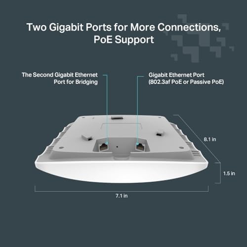Festa F52, AC1350Mbps, 1 Gigabit Port, Festa Mesh, Kesintisiz Dolaşım, MU-MIMO, Ücretsiz Bulut Yönetimi, PoE ve Pasif PoE Destekli, Dual-Band Wi-Fi 5 Tavan Tipi Access Point - Görsel 3