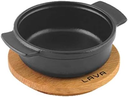 Lava,Pişirme Kabı, LV ECO GV 11 K4, Yuvarlak Güveç, Ahşap Altlık, Çap 11 cm, Dökme Demir, Siyah