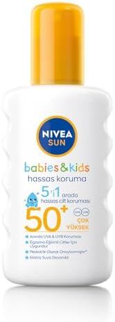 SUN SPF50+ Çocuklar ve Bebekler İçin Yüksek Güneş Koruyucu Sprey 200ml,Hassas Cilt,Parfümsüz