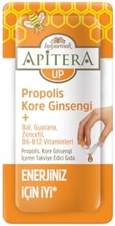 Apitera UP Doğal Bal, B Vitaminleri, Kırmızı Ginseng, Guarana ve Propolis İçeren Takviye Edici 7’li Saşe