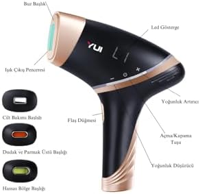 Yui Iplv15 Pro Vücut -Yüz- Bikini Başlıklı Ağrısız Otomatik Ve Manuel Atım Buz Lazer Epilasyon Cihazı Siyah