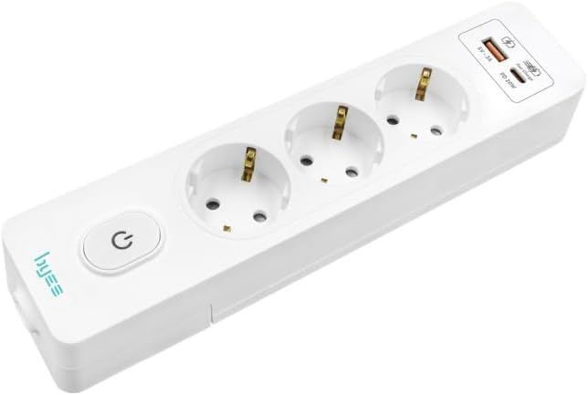 Üçlü Anahtarlı USB Hızlı Şarjlı (20W) Topraklı Priz, 2m, Çocuk Korumalı