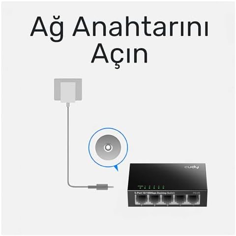 Cudy FS105 5-Port 10/100Mbps Metal Kasa Masaüstü Switch, Tak ve Çalıştır, Duvara Monte Edilebilir Tasarım, Fansız Sessiz Çalışma, Ev ve Ofis için Ethernet Çoklayıcı - Görsel 3