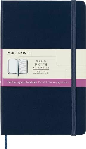 Alternative view of Moleskine Klasik Defter, Sert Kapak, Büyük (5" x 8.2") Çift Düzen, Çizgili/Düz, Safir Mavisi, 240 Sayfa