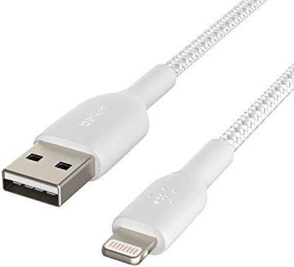 Örgülü Lightning Kablosu (, iPad, AirPods için Boost Charge Lightning/USB Kablosu) MFi Sertifikalı Şarj Cihazı, Örgülü Lightning Kablosu (2m, Beyaz) - Görsel 3