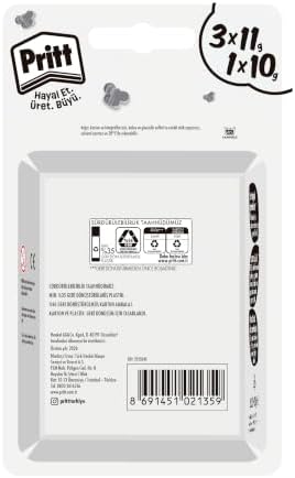 Stick Yapıştırıcı, 3+1 Simli ve Güvenli El işi Yapıştırıcısı, Hızlı ve Pratik Yapıştıran Okul ve Ofis Malzemesi, 3x11g+1x10g Pritt Stick Yapıştırıcı Pembe