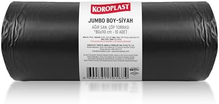 Alternative view of Ağır Sanayi Çöp Torbası Jumbo Boy Siyah 10'lu 80x110 cm, Dayanıklı & Sızdırmaz, Çift Katlı, Geri Dönüştürülebilir Çöp Poşeti, Fabrika, Şantiye, Sanayi, Restoran, Otel, Hastane, Atölye