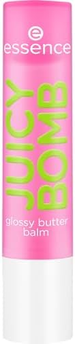 essence Bob glossy butter balsam, dudak balsamı, No. 03, pembe, doğal, parlak, parlak, taze, vegan, paraben içermez, mikro plastik parçacıkları içermez, nano parçacıklar içermez, tekli paket