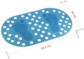 Premium Serisi Banyo - Küvet İçi Kaydırmaz Vantuzlu Ayak Desenli Paspas 66,5 x 36,5 cm, Mavi