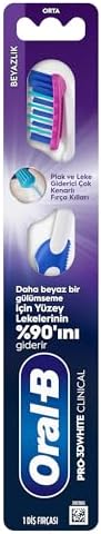 Pro-3DWhite Clinical Beyazlık Diş Fırçası – Lekeleri Giderir ve Beyazlatır – Orta Sertlikte Fırça Kılları, 1 adet