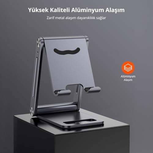 Alternative view of Alüminyum Katlanabilir Metal Masaüstü Telefon Tutucu Standı Uzay Grisi