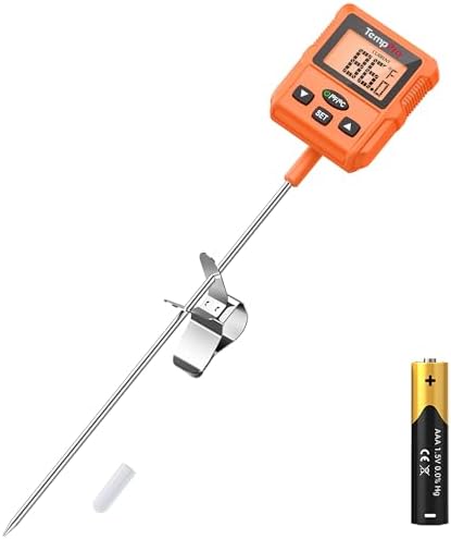 TempPro TP511 Programlanabilir Alarmlı, Ayarlanabilir Işıklı Ekranlı ve Tencere Klipsli Dijital Şeker, Yağ ve Gıda Termometresi (25.4 cm Uzun Prob)