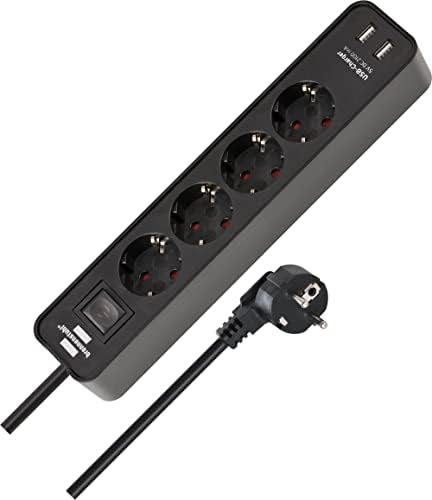 USB Hızlı Şarj Özellikli 4 Soketli Priz Siyah - Görsel 3