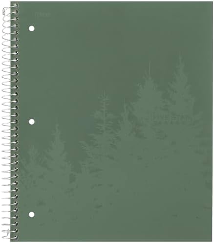 Five Star Spiral Defterler + Çalışma Uygulaması, Geri Dönüştürülmüş Kapak, 4'lü Paket, 1 Konu, Kolej Çizgili Kağıt, 8-1/2 "x 11", Dizüstü Bilgisayar Başına 100 Sayfa, Zion Clay, Olimpik Yeşil, Buzul