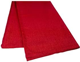 Simli Keten Runner, Kırmızı, 45x150cm