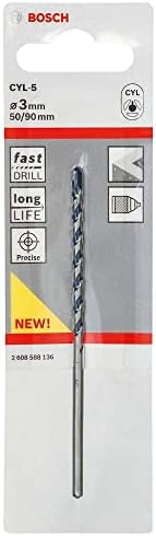 Professional Accessories Matkap ve Kırıcı Delici Uçları, Taş ve Beton, Gri, Durchmesser-3 mm/Gesamtlänge-90 mm, 1 Adet - Görsel 2