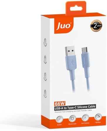 Alternative view of 66W USB-A to USB Type-C Silikon Hızlı Şarj ve Data Kablosu Mavi 1 Metre
