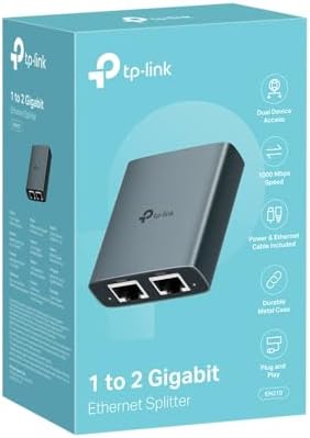 EH210 Gigabit Ethernet Splitter 1 to 2, LAN Çoğaltıcı 1000 Mbps, USB-C Güçlü, Dual Port Ethernet Bölücü, Tak Çalıştır Network Splitter