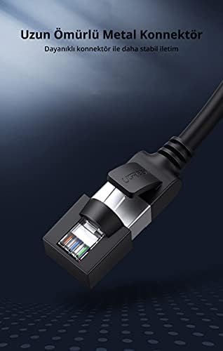 Cat6 Saf Bakır Metal Konnektör Ethernet Kablosu Siyah 10 Metre