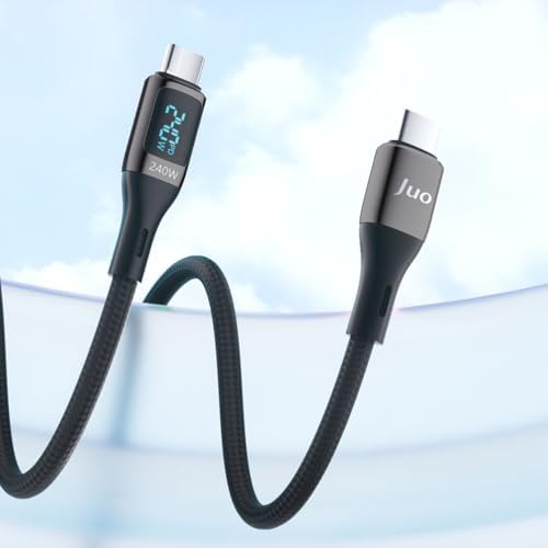 240W Dijital Led Ekranlı E-Mark Çipli PD 3.1 USB Type-C to Type-C Hızlı Şarj ve Data Kablosu 1 Metre