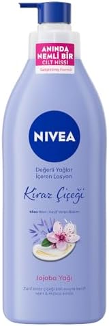 Değerli Yağlar İçeren Vücut Losyonu Kiraz Çiçeği ve Jojoba Yağı, 400 ml,Tüm Ciltler,48 Saat Nemlendirici, Hızlı Emilir