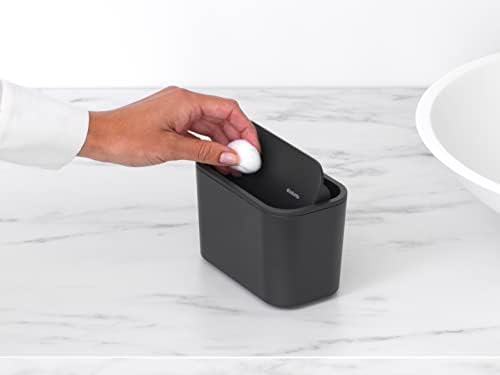 Brabantia - Mindset Banyo Atık Kutusu - Küçük Atıklar için İdeal - Çıkarılabilir Salıncak Kapağı - Temizlemesi Kolay - Çizilmez - Korozyona Dayanıklı - Koyu Gri - 8,5 x 15 x 9,8 cm