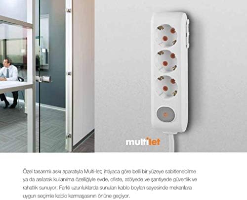 Multi-Let 3lü Topraklı Kablolu Ç.K 5mt Priz, Beyaz - Görsel 2
