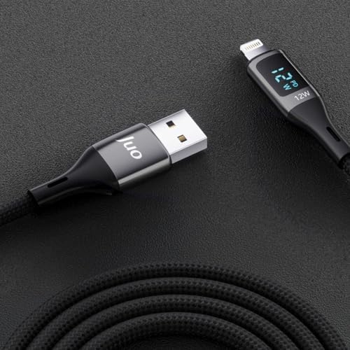 12W Dijital Led Ekranlı USB-A to Lightning iPad Örgülü Hızlı Şarj ve Data Kablosu 1 Metre - Görsel 3