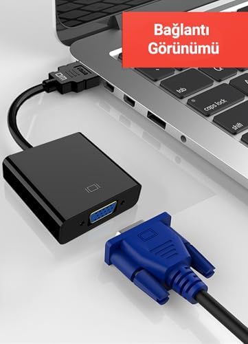 CHB020 HDMI to VGA Dişi Çevirici Adaptör Siyah